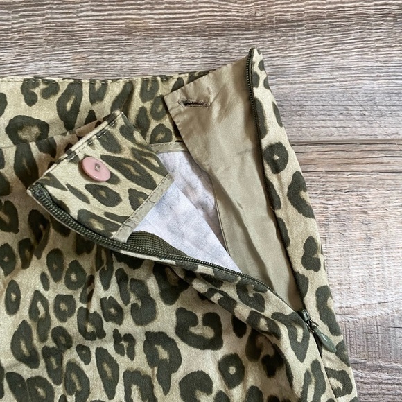 Lafayette 148 Green Animal Print Leopard Side Zip Split Hem Pants 2 - Picture 6 of 9